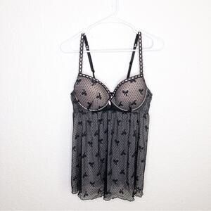 Seductivewear by Cinema Etoile black and pink bow lace nightie size Extra Large